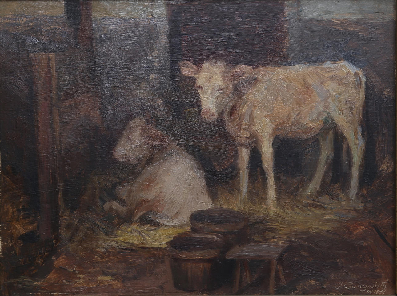 JOSEF JUNGWIRTH. Olja på pannå. Signerad J. Jungwirth Wien.