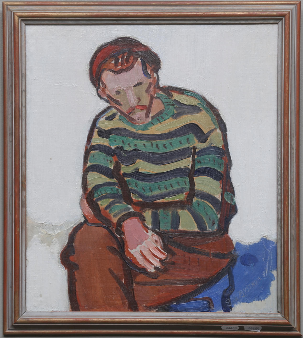 ERIK BYSTRÖM. "Portrait of Fred". Oil on Board. Signed and indistinctly dated.