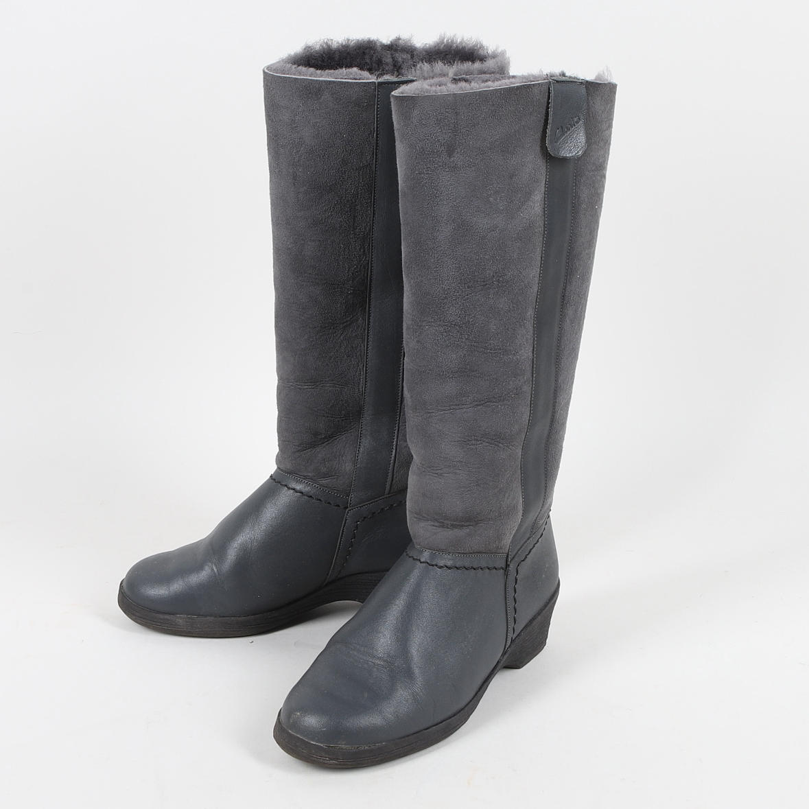 STIEFEL, graues Lammfell, Clarks, Größe 37.