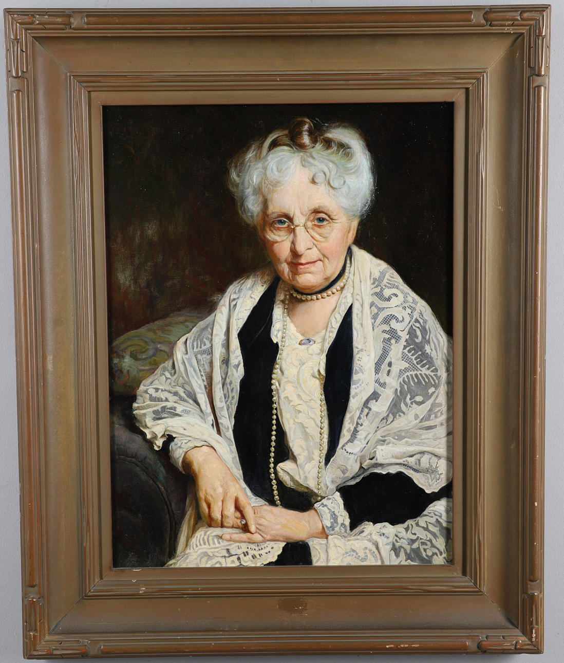 ARNOLD GEORGE MOUNTFORT (1873-1942). PORTRAIT OF MRS FREDERICK HAGER ...