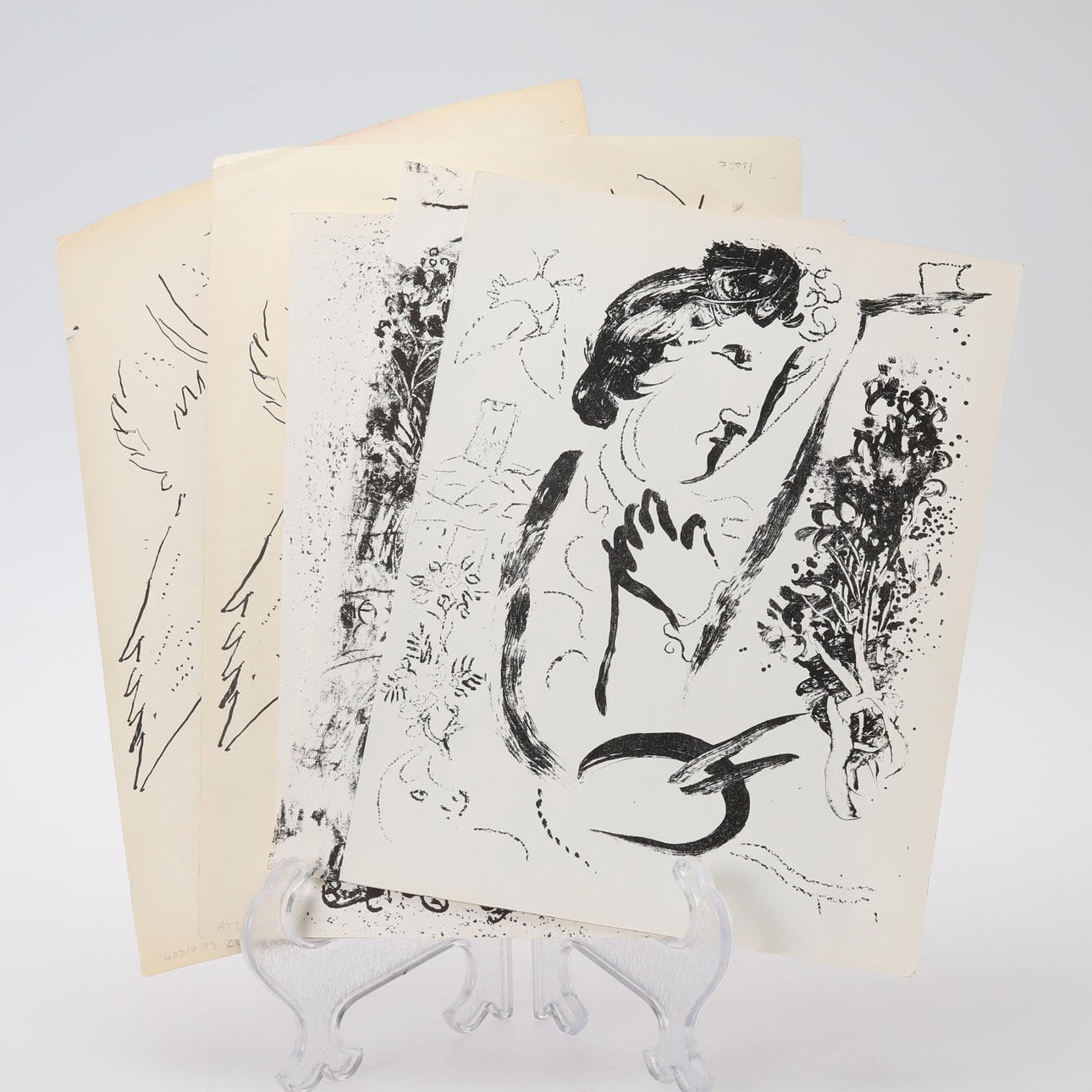 MARC CHAGALL, FIVE LITHOGRAPHS, UNSIGNED.