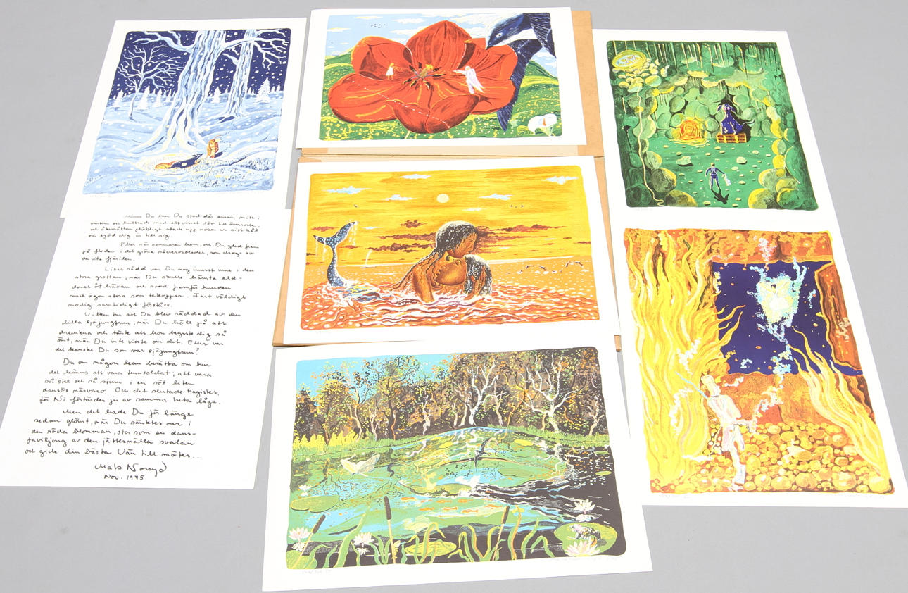 MATS NORRYD. Färglitografier. 6 st, mapp H.C. Andersenbilder, 178/300.