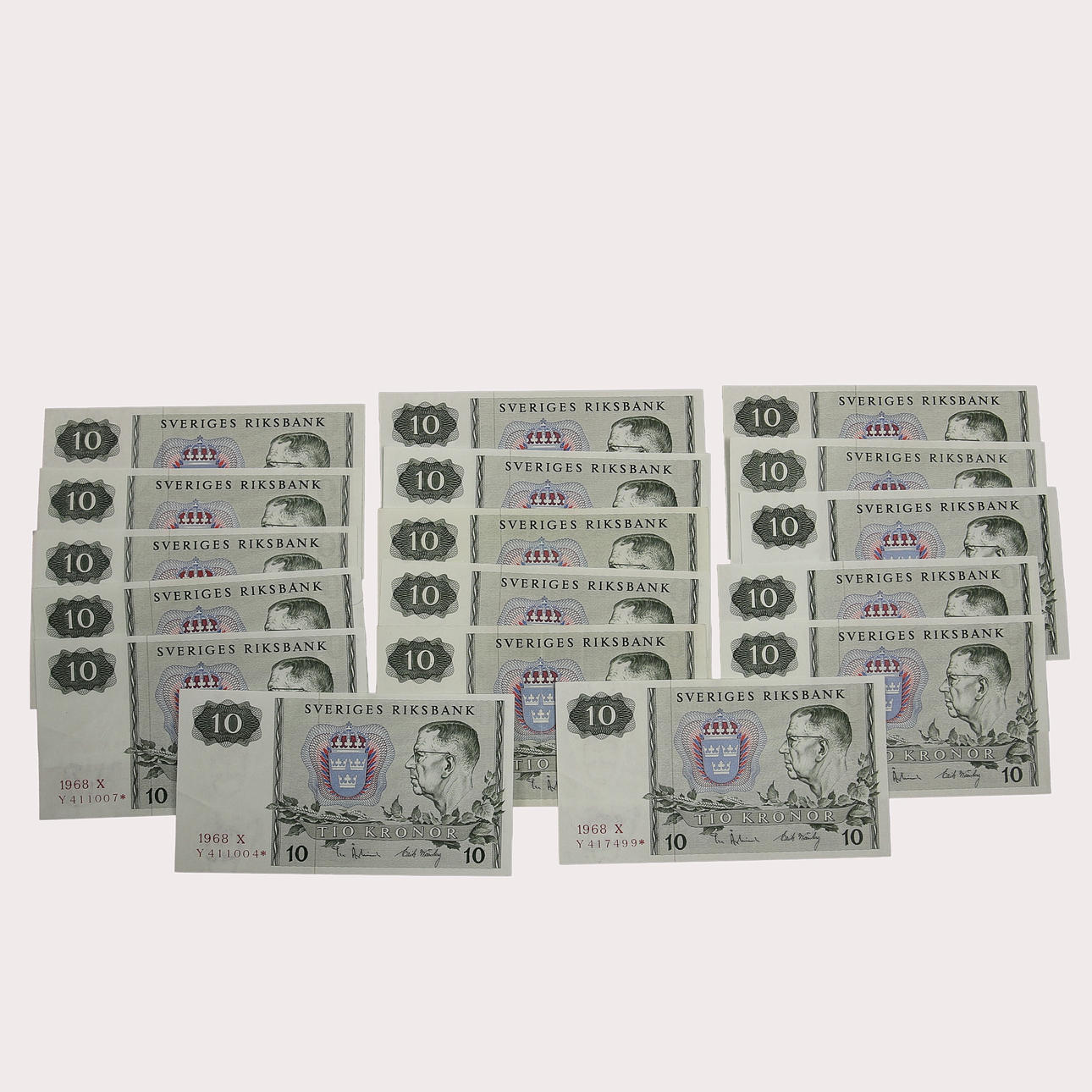 SEDLAR, 10 kronor, 17 stycken, Sverige.