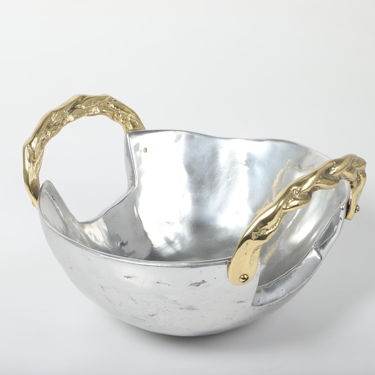 DAVID MARSHALL. Bowl, “Malaga”, aluminium with brass hangers, 1988