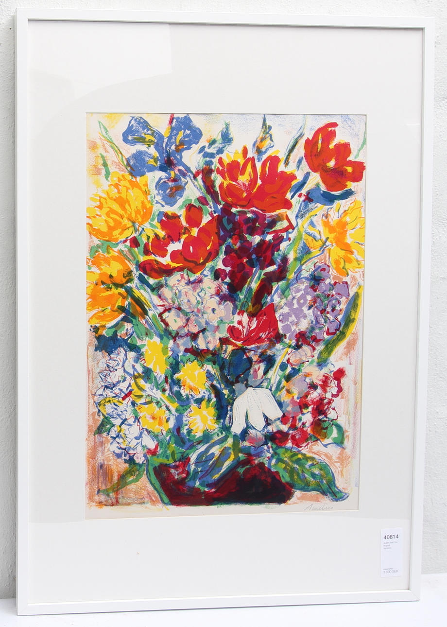 ALBIN AMELIN. litografi, signerad.