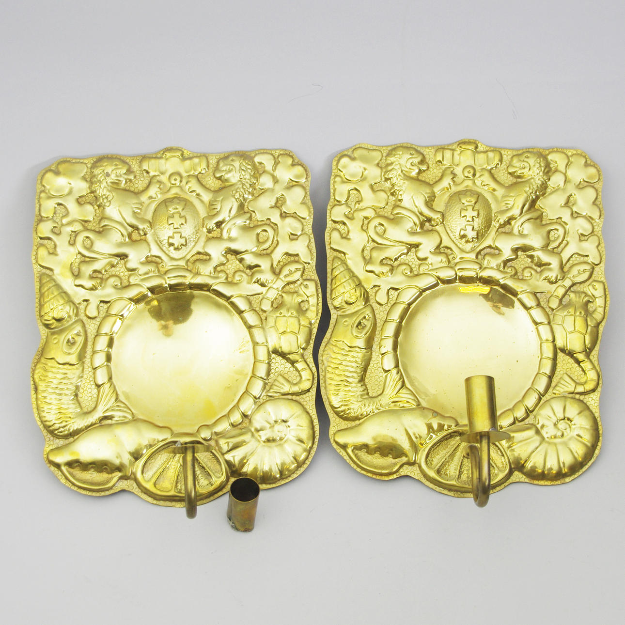 LJUSPLÅTAR, 1 par, mässing, 1900-tal.