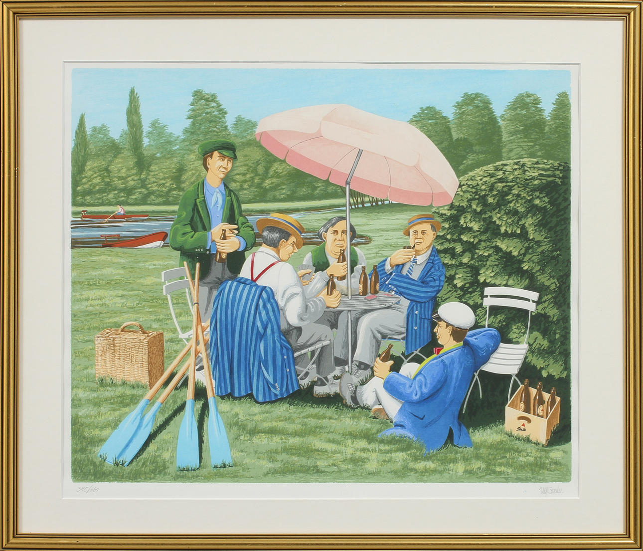 ULF GREDER. Roddsällskap. Färglitografi, signerad och numrerad 345/360.