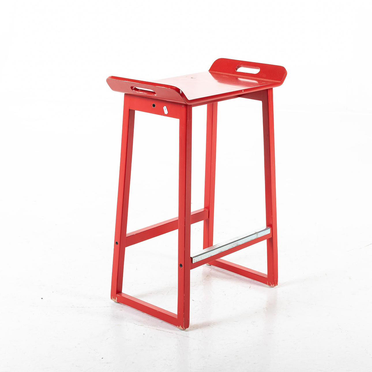 BARSTOOL, red lacquered, “Malte”, Ikea.
