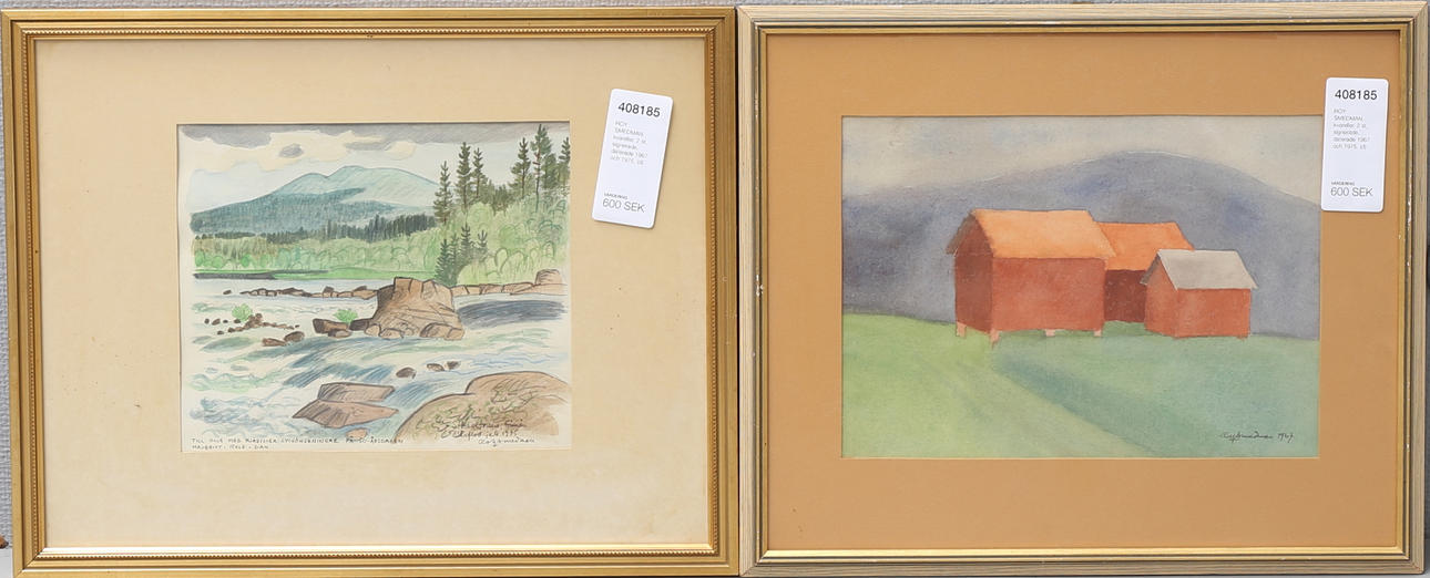 ROLF SMEDMAN. Akvareller, 2 st, signerade, daterade 1967 och 1975.