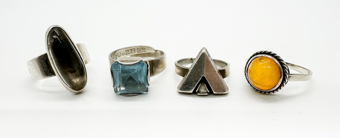 RINGE, 4 stk., sølv, bl.a. Michelsen.