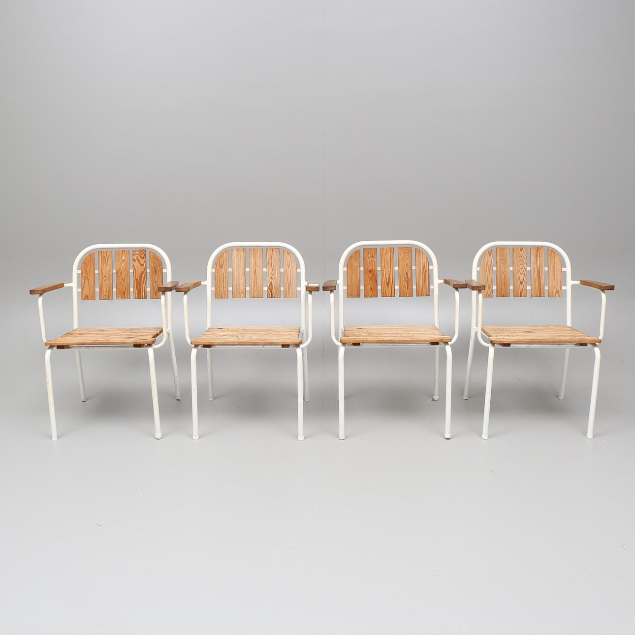 TRÄDGÅRDSSTOLAR, 4 st, trä/metall, KWA, 1900-talets andra hälft.