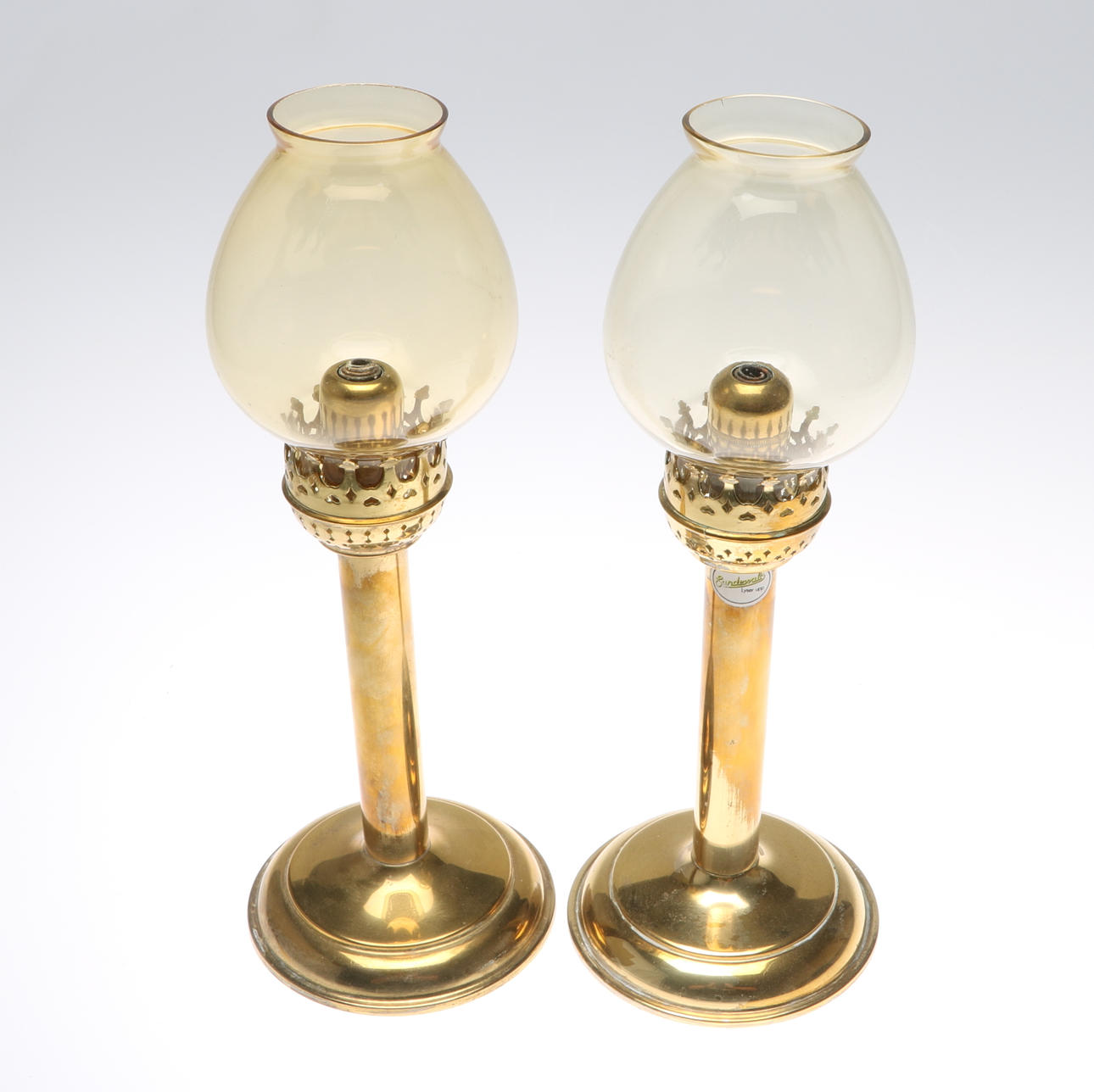 BORDSLAMPOR, 1 par, mässing, Karlskrona Lampfabrik, 1900-tal.