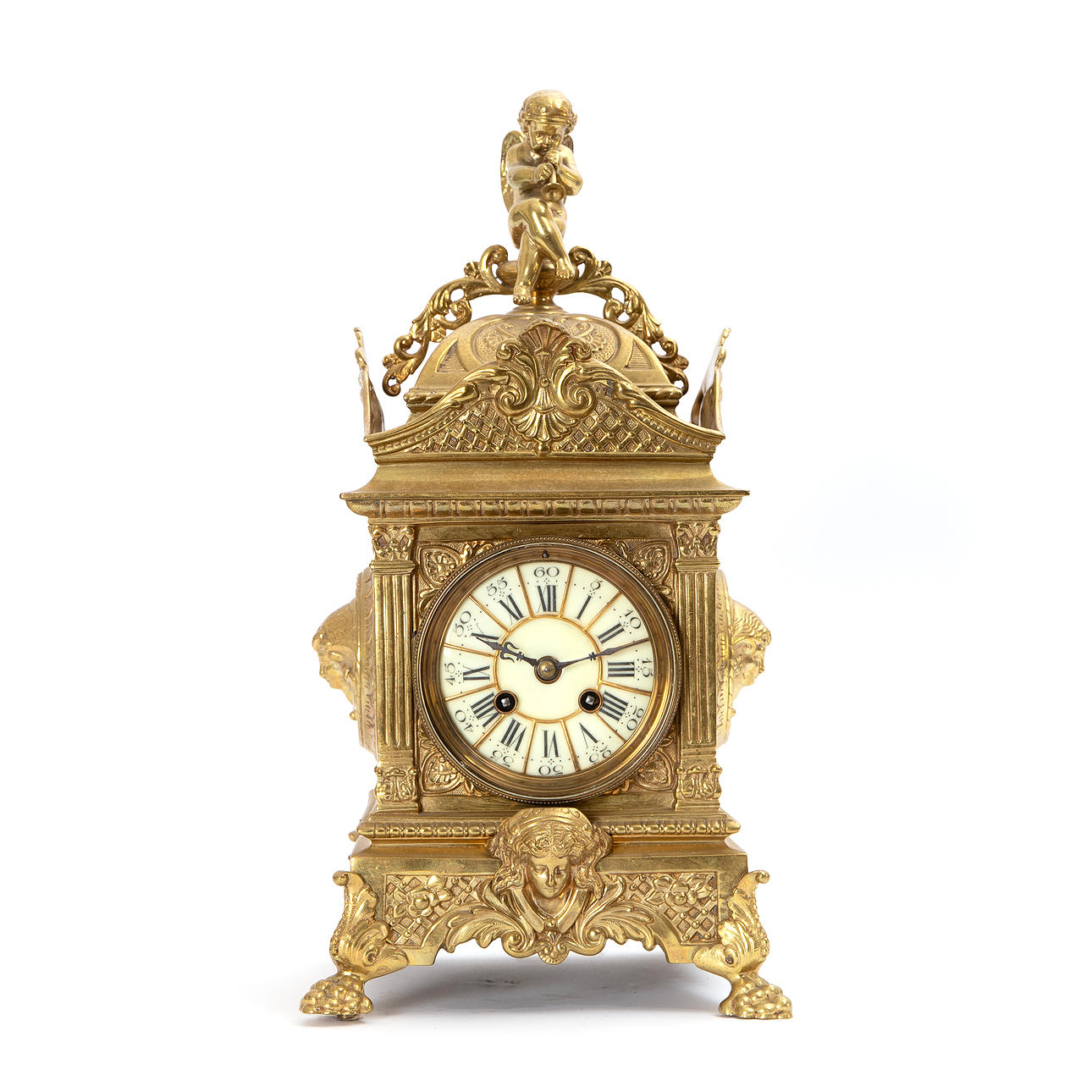 TABLE PENDULUM. A brass, rococo style, 18th/20th century.