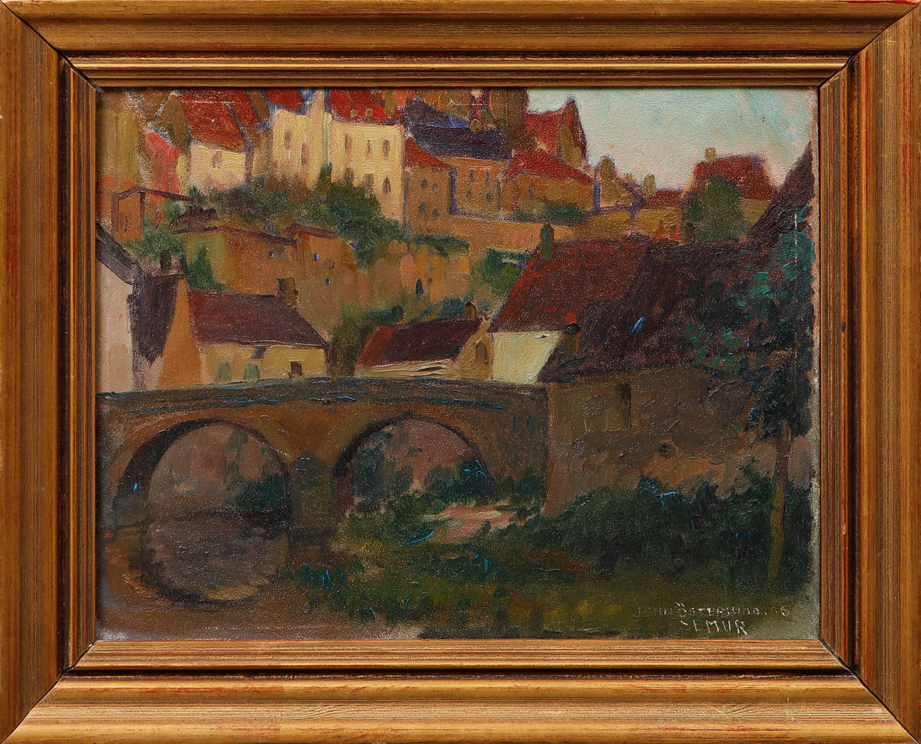 JOHN ÖSTERLUND. “Semur” “An old city”, oil on panel, signed.