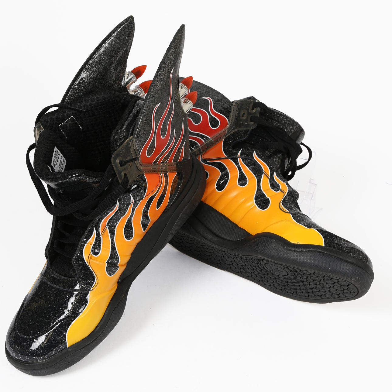 JEREMY SCOTT SHARK FLAMES, UK SIZE 10.5, BOXED.