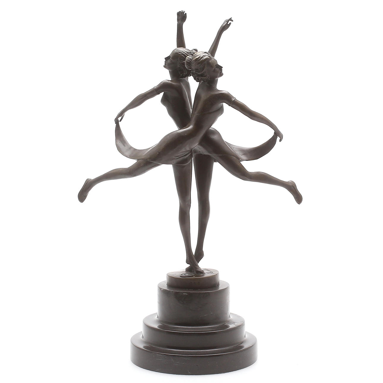 STATYETT, föreställande två balettdansöser, brons, efter Aldovitaleh, samtida.