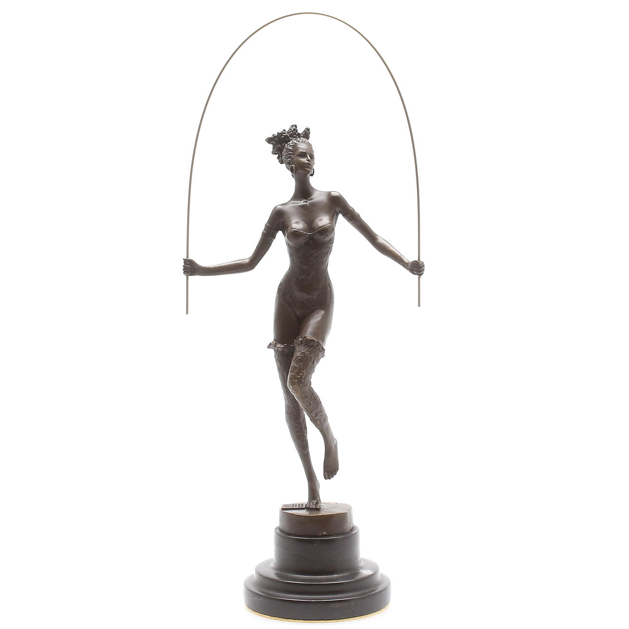 SKULPTUR, föreställande lättklädd kvinna hållandes båge, efter L. Bistolfi, brons, samtida.