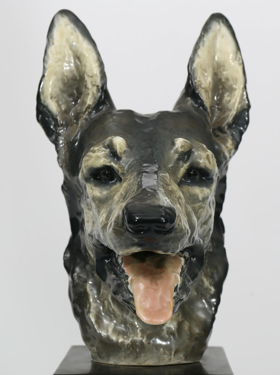 FIGURIN, porslin, Schäferhuvud på träsockel, Rosenthal.