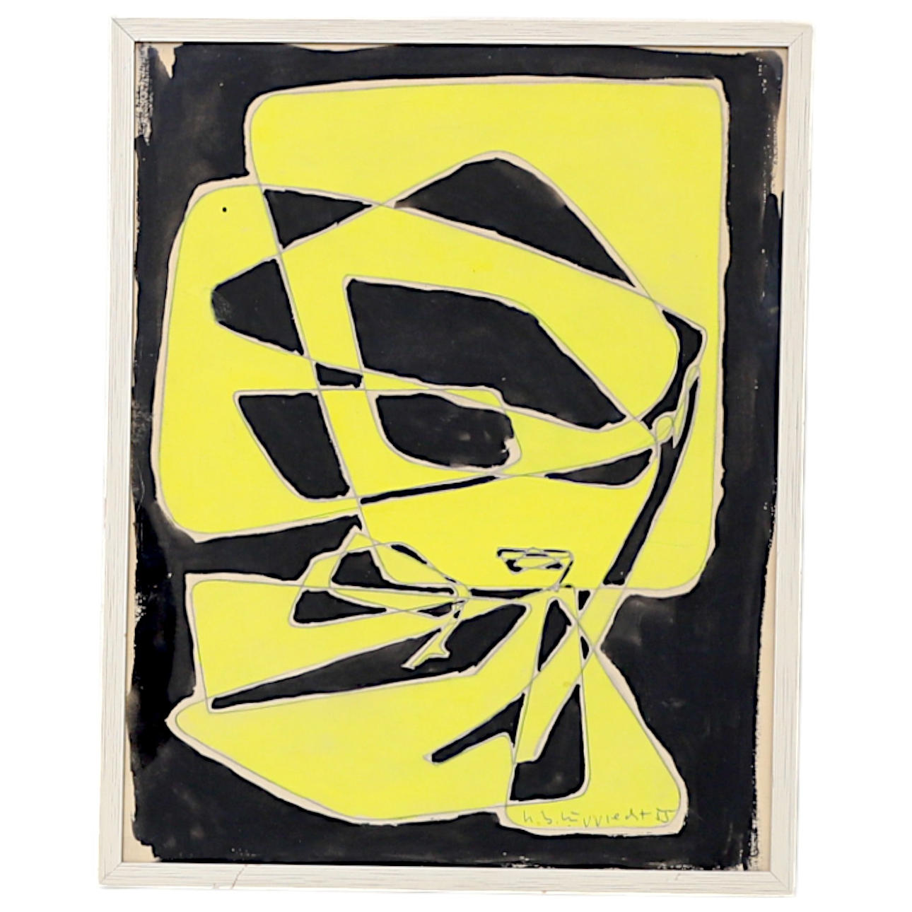 OIDENTIFIERAD KONSTNÄR. Abstract forms, mixed media, signed and dated -55.