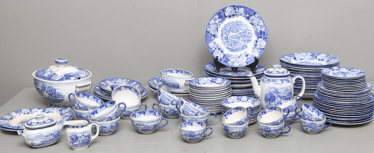 SERVIS, 92 delar, flintgods, "Vindsäter", Rörstrand, 1930/40-tal.