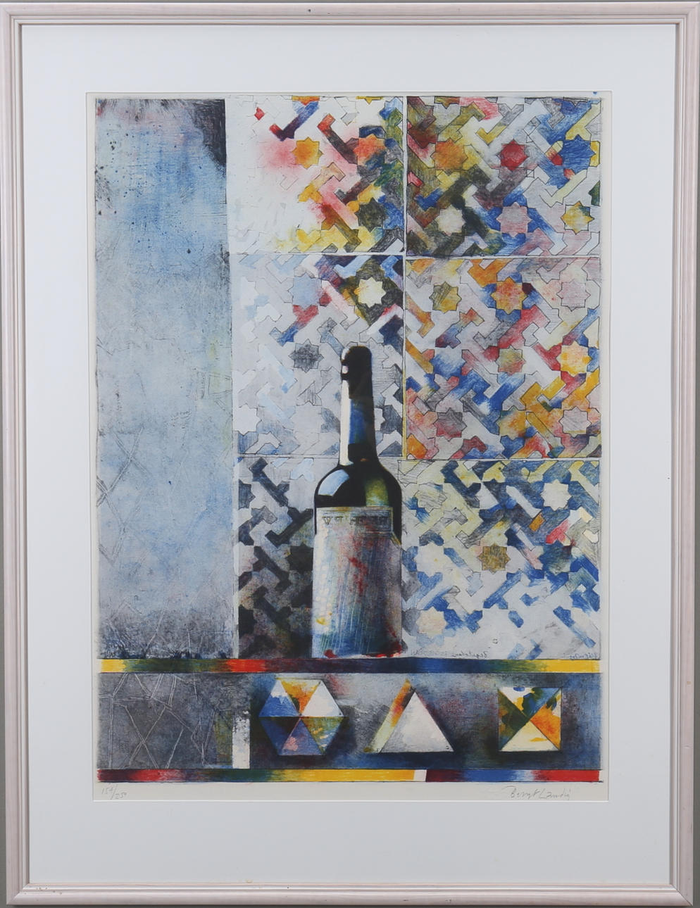 BENGT LANDIN. Vinflaska, färglitografi, signerad samt numrerad.