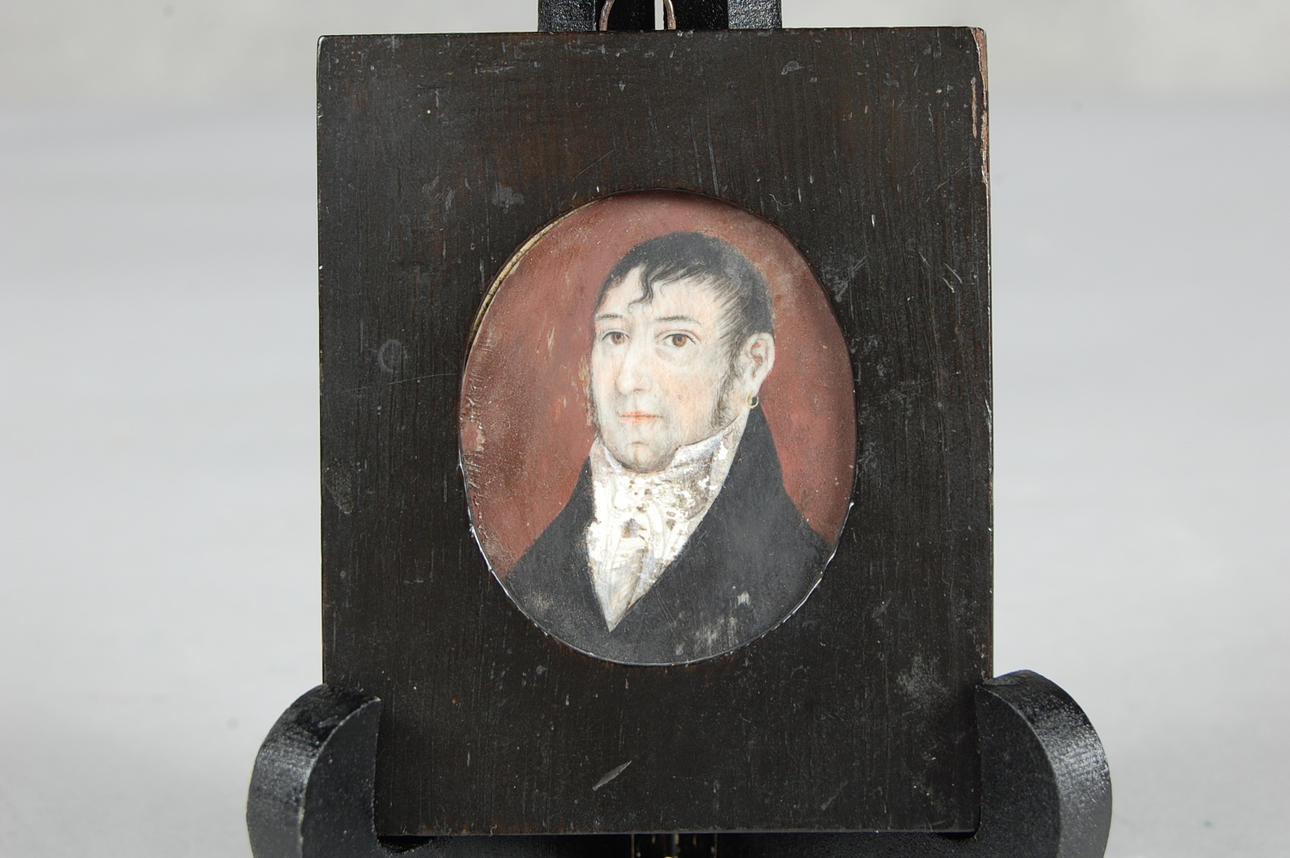 MINIATYRMÅLNING, i originalram, svartek, 1800-talets början.