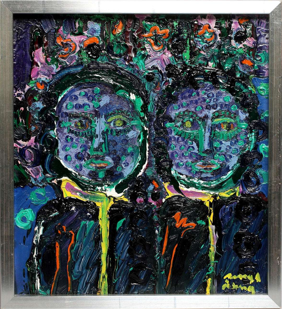 BENGT ÅBERG. "Tvillingarna", olja på duk, signerad.