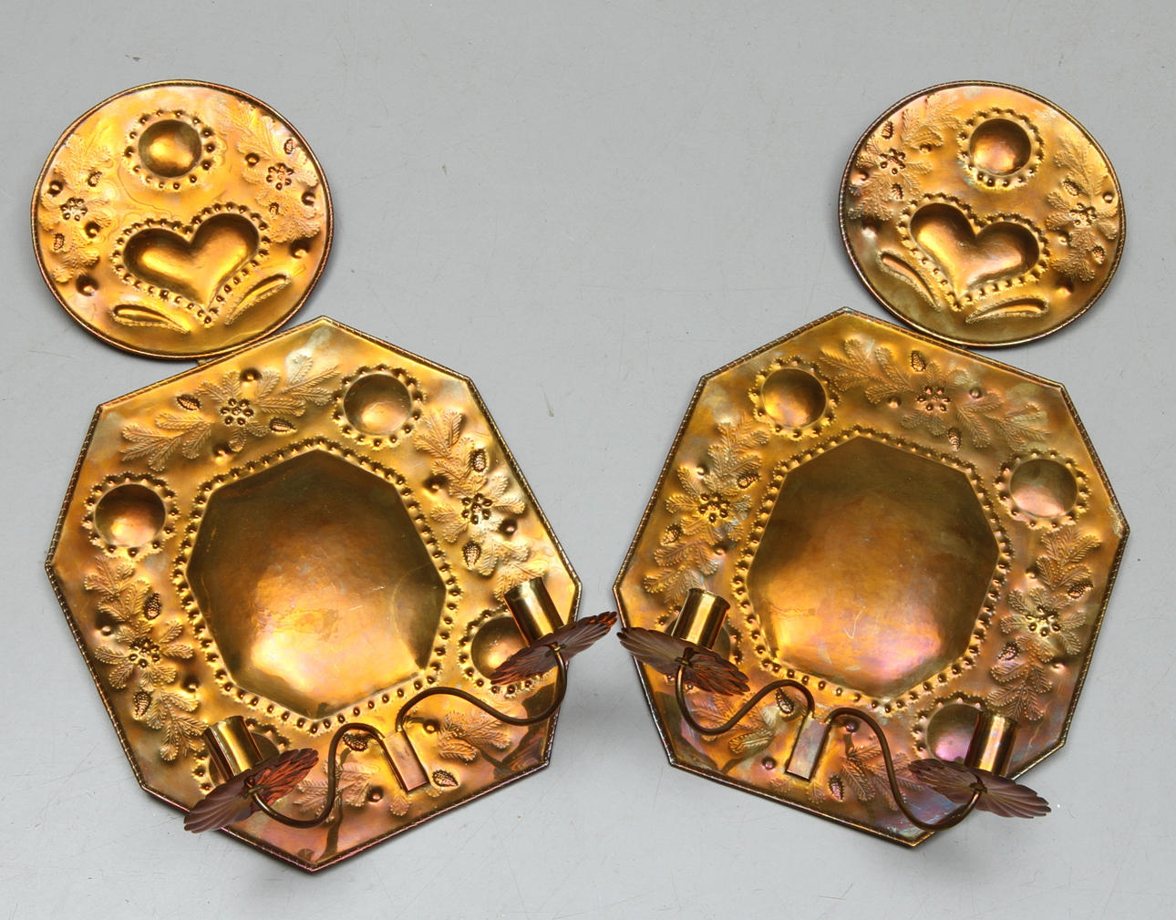 LJUSPLÅTAR, 1 par, mässing, 1900-tal.