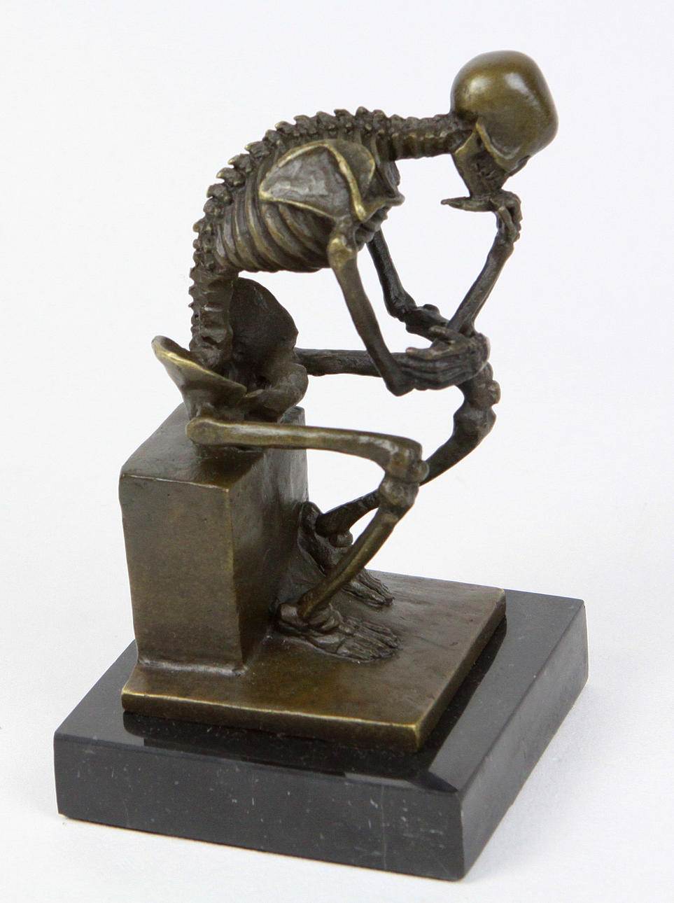 BRONSSKULPTUR, TÄNKAREN, SKELETT.