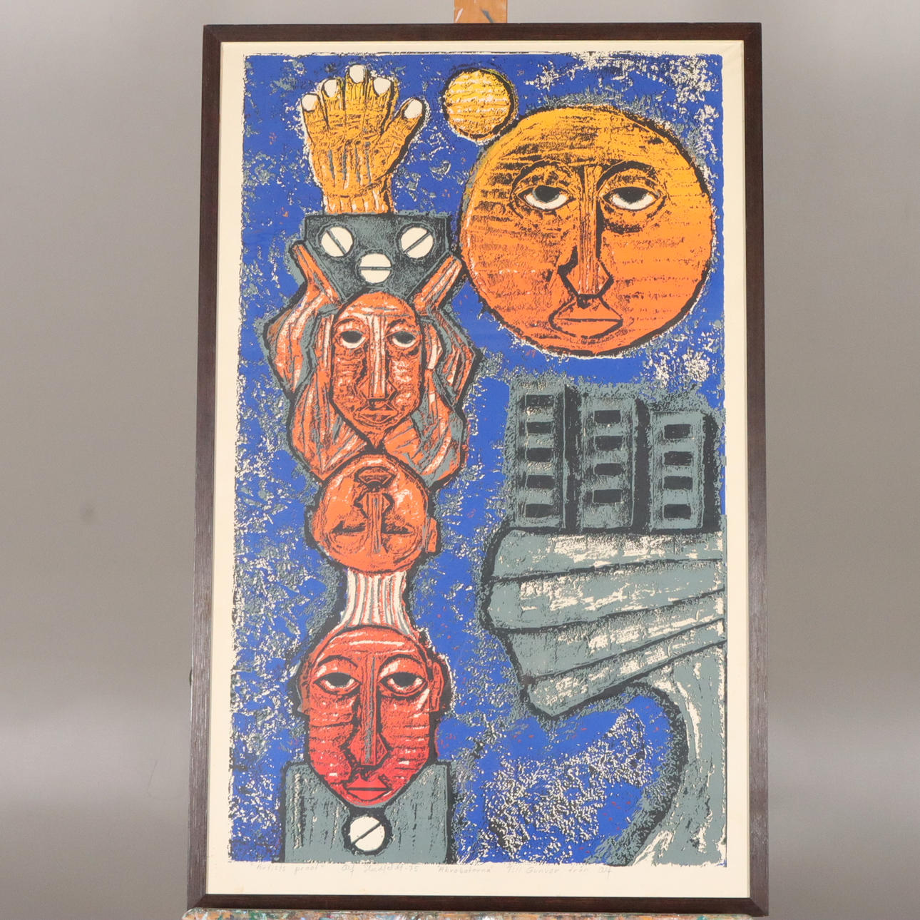 ALF STRIDFELDT. LITHOGRAPH, Acrobats Artists Proof, signed and dedicated, dated -75.