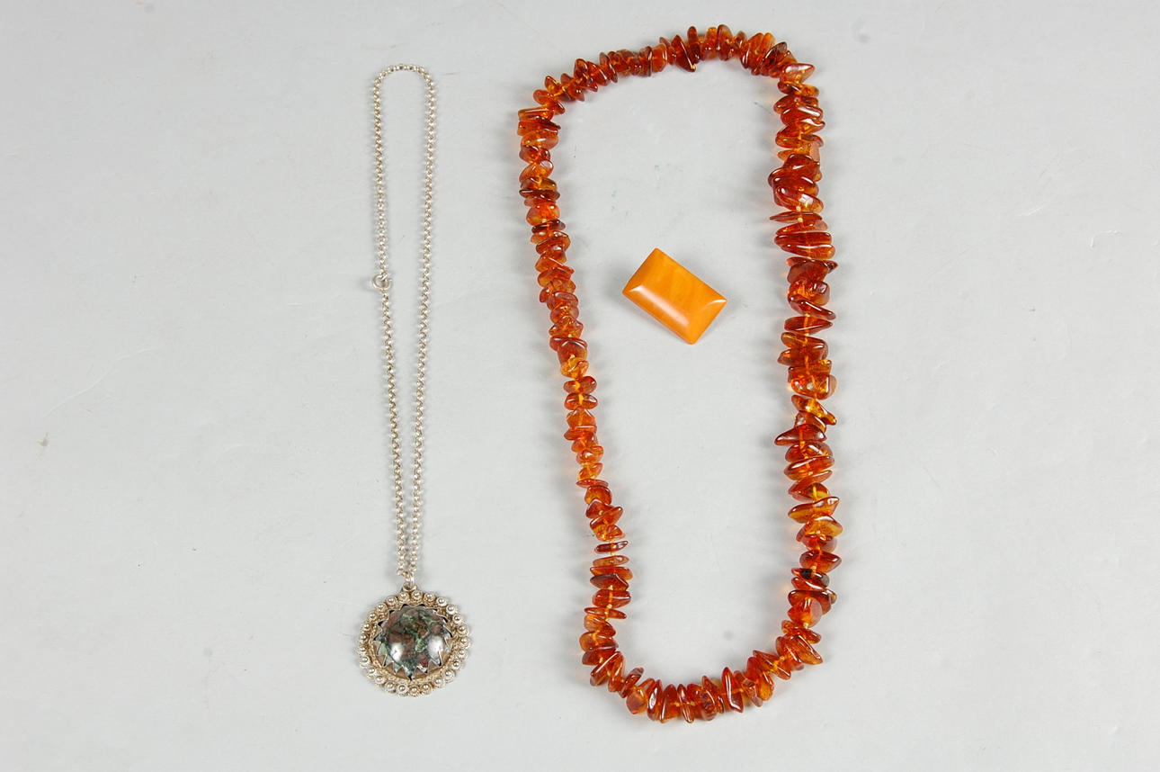 SMYCKE, 3 delar, silver, bärnsten.