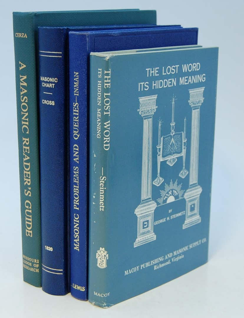 FRIMURERI.  PROBLEMS / QUERIES / CHART / GUIDE. fyra engelska böcker om Frimureri.