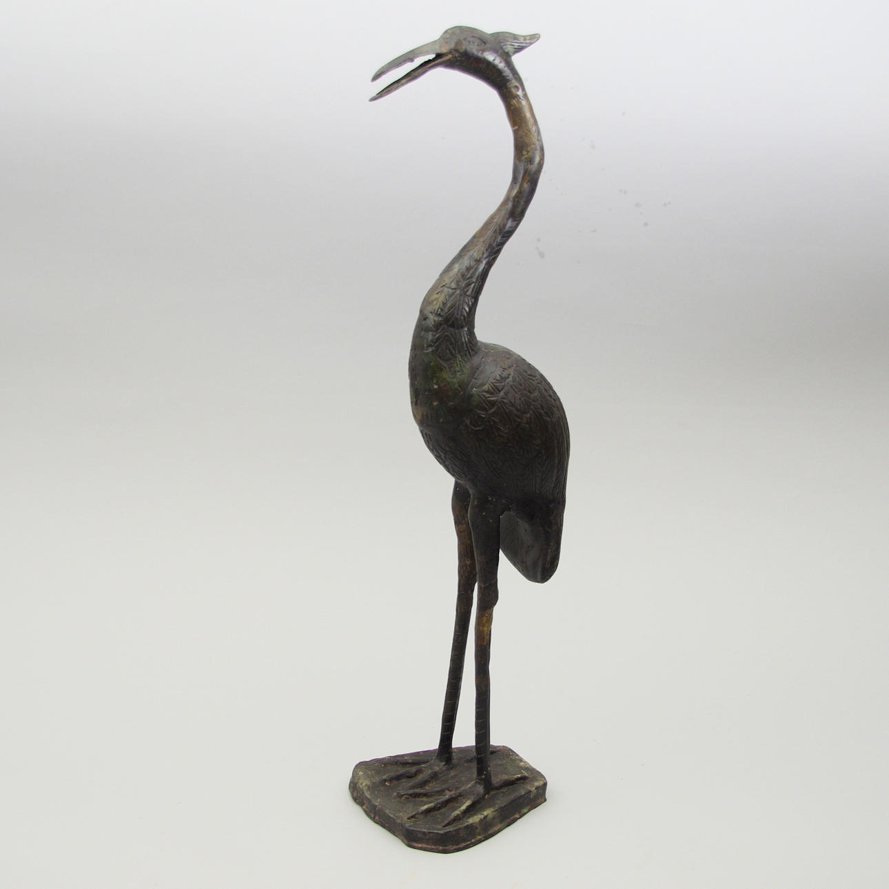 TRÄDGÅRDSSKULPTUR, Ibisfågel, brons, samtida.