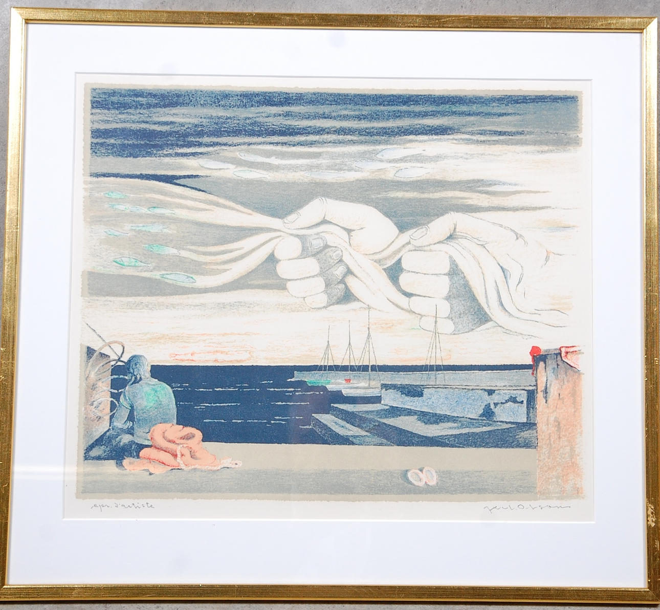 AXEL OLSSON. 1899-1986, färglitografi, signerad.