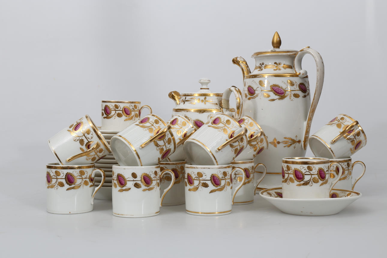 KAFFESERVIS, porslin, 30 delar, 1800-1900-talet.