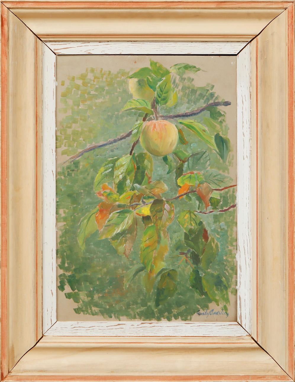 GUSTAF CARLSTRÖM. Apple tree, oil on panel, signed.