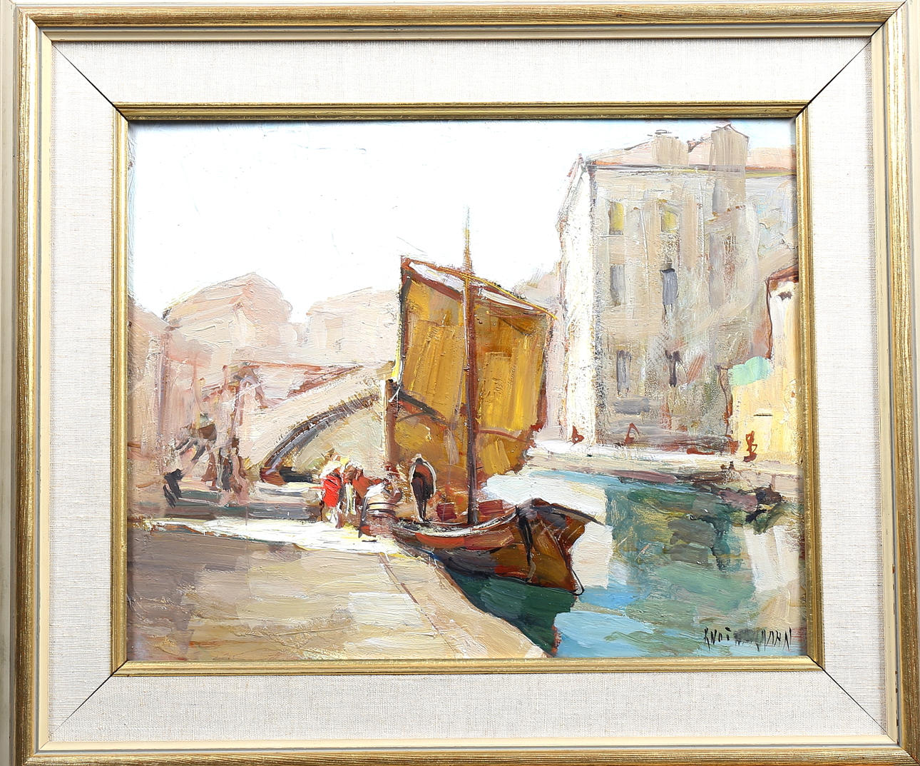 KNUT NORMAN. Sydländskt motiv, olja på pannå, signerad.