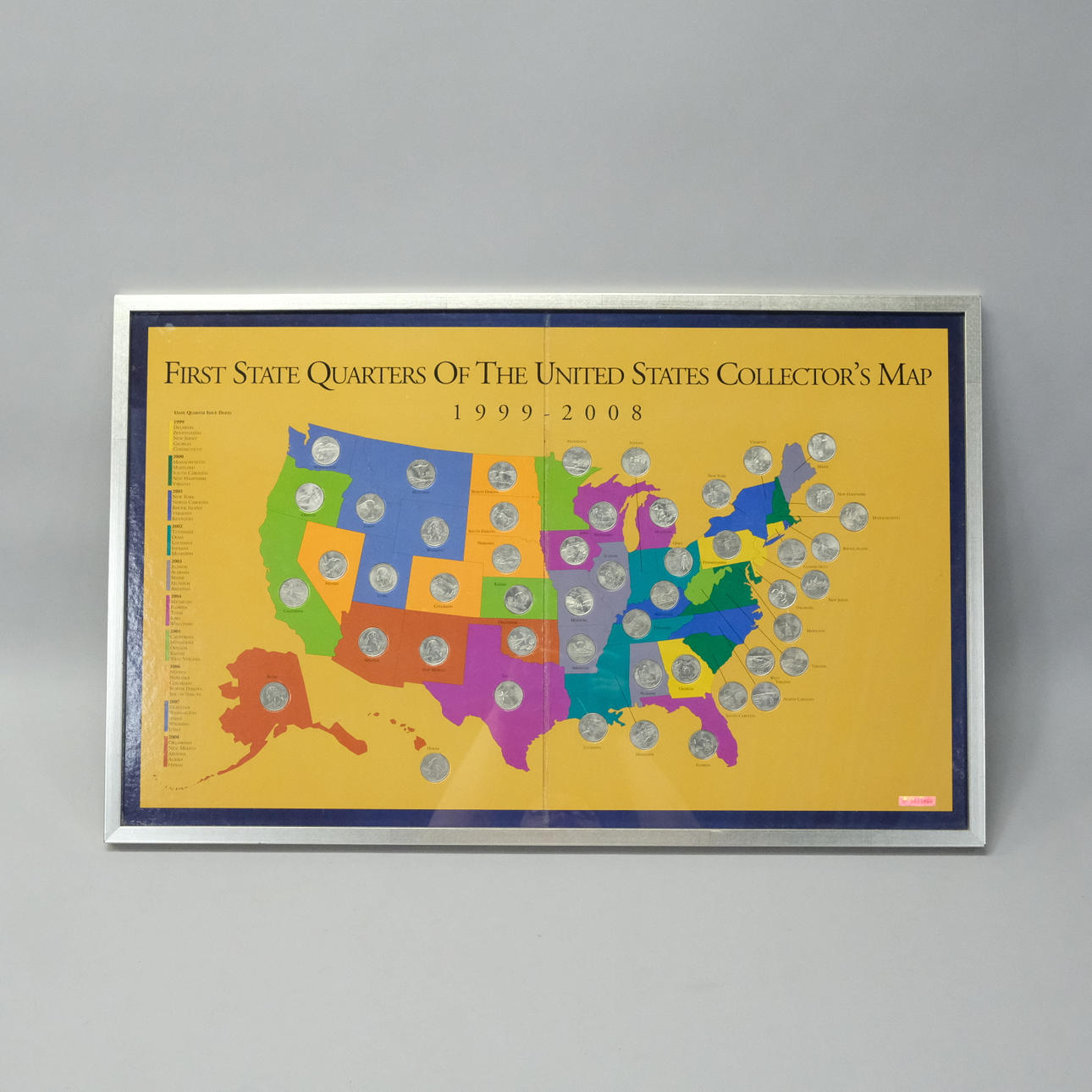 MAP WITH US COINS. “FIRST STATE QUARTERS OF THE UNITED STATES COLLECTOR ...