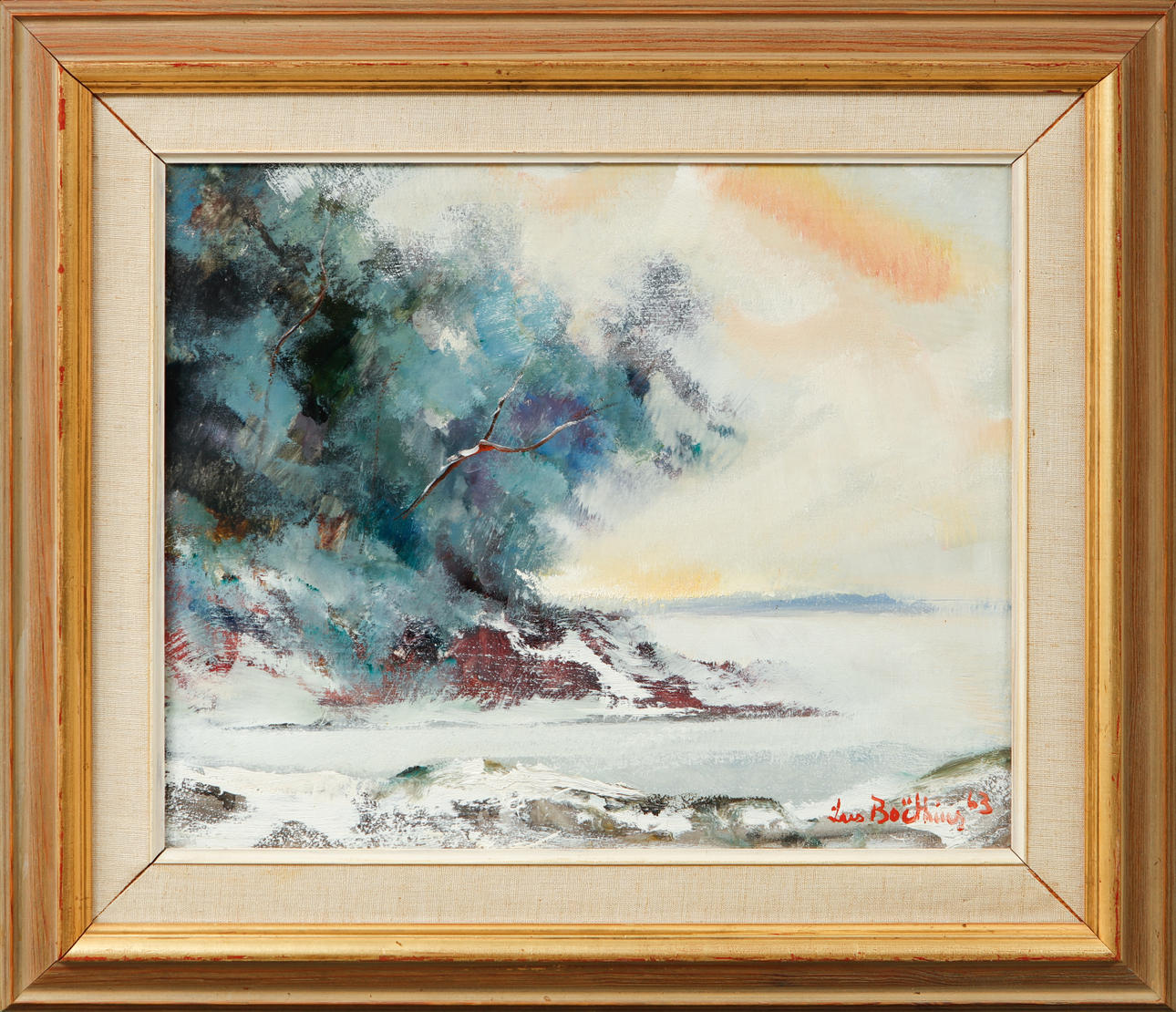 LARS BOËTHIUS. Oil on panel, Winter landscape, signed.