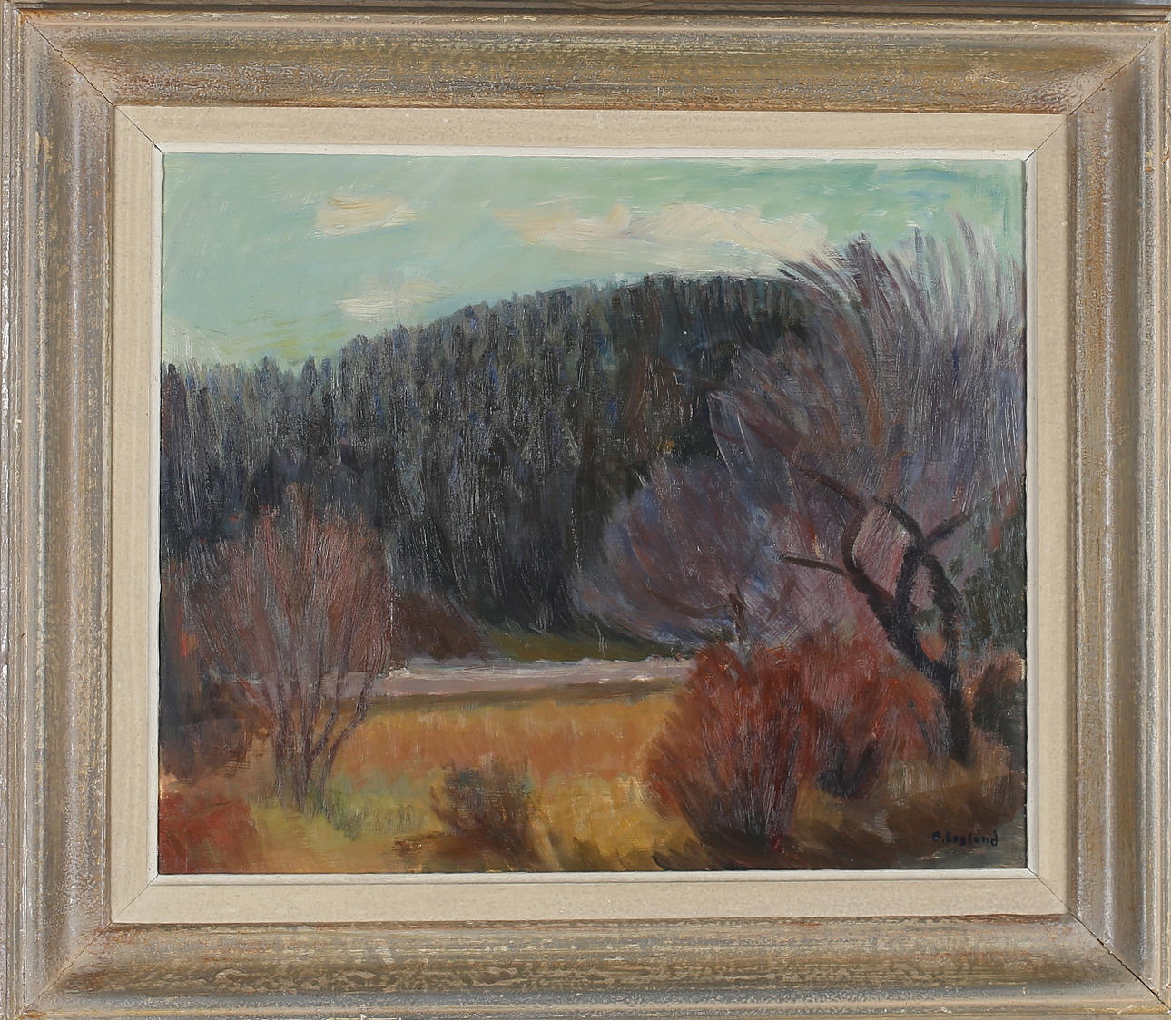 PER ENGLUND. Landskap, olja på pannå, signerad P Englund.