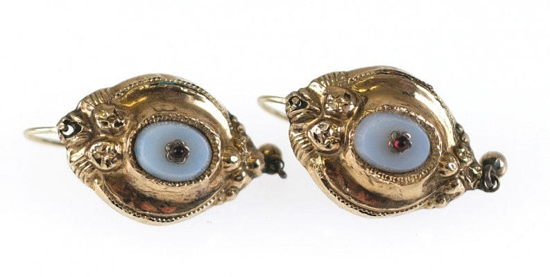 GOLD-OHRRINGE, BIedermeier.