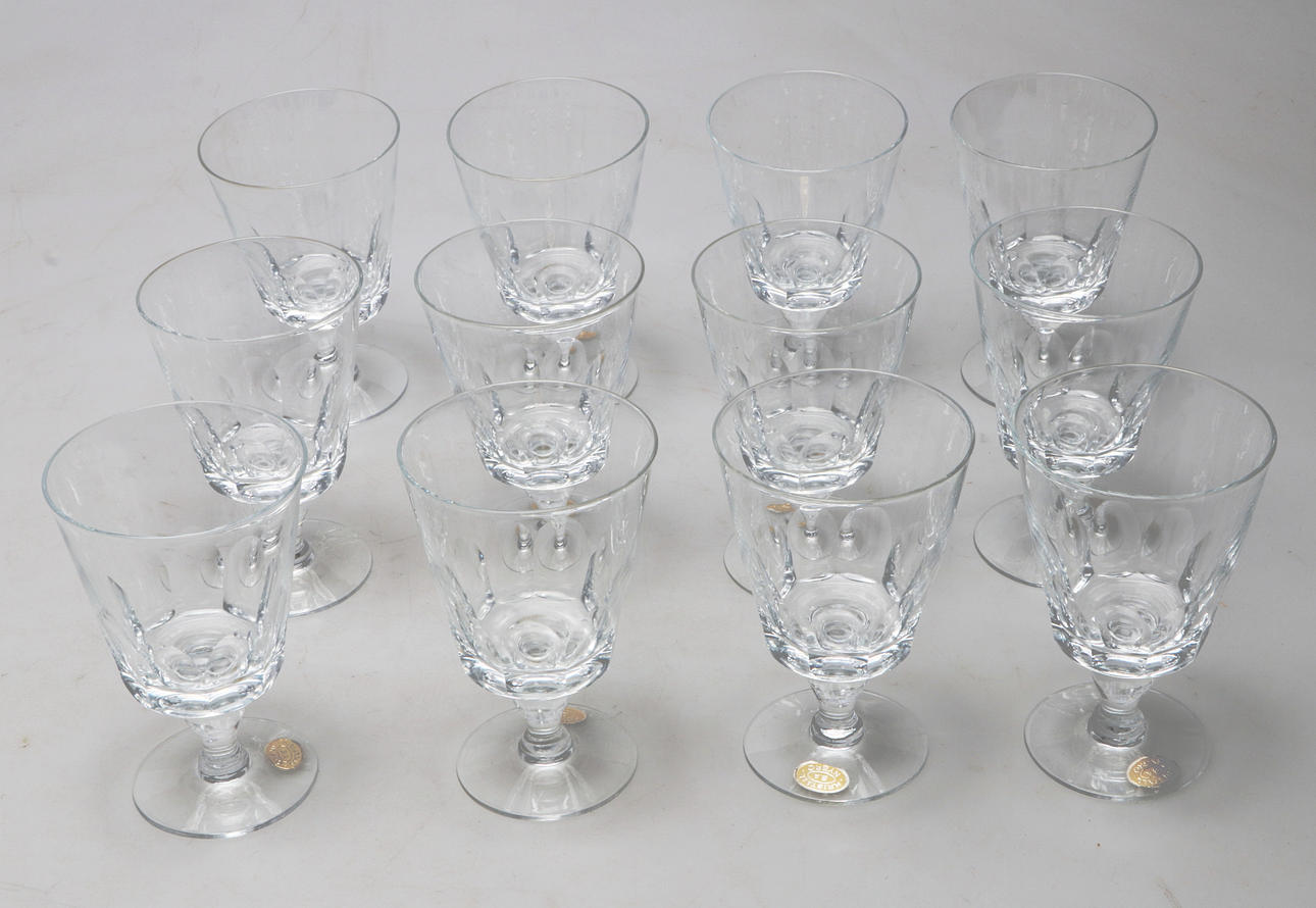 SAMLING GLAS, 12 delar, Kristall B.A. Nybro, 1900-tal.