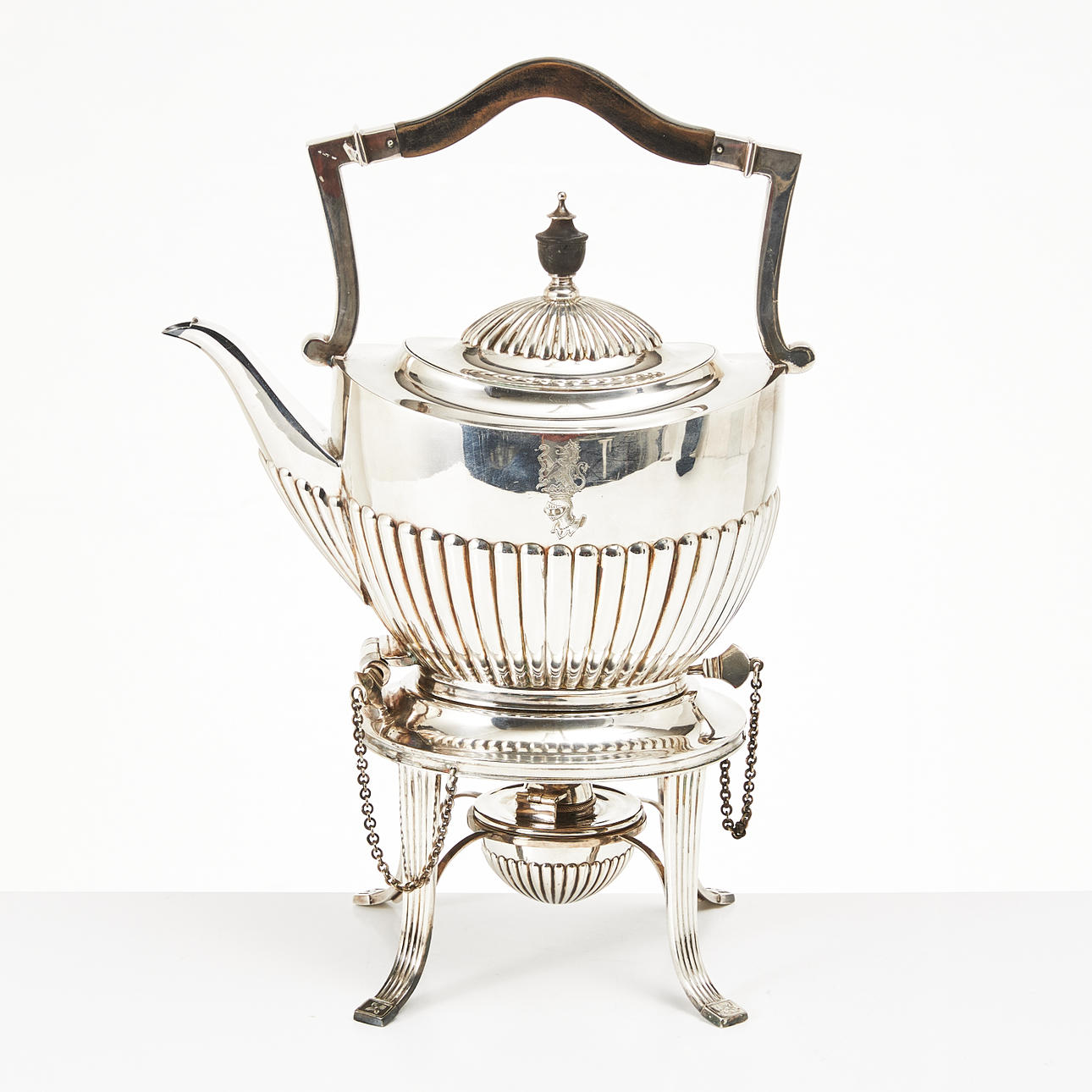 TETERA con rechaud, plata niquelada, Inglaterra.