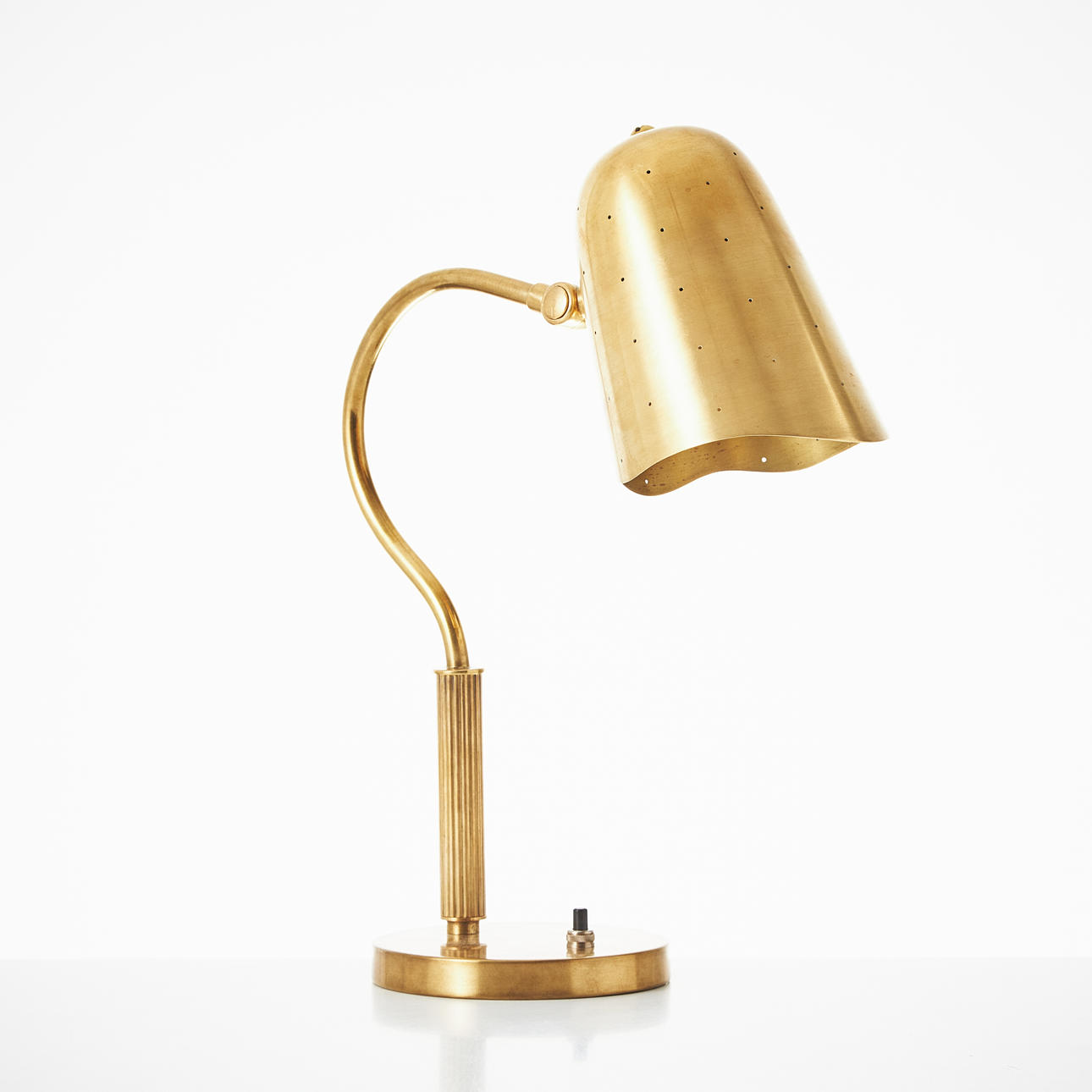 BORÉNS. Table lamp, 1940s, Swedish Modern, model 8508, brass with perforated screen.