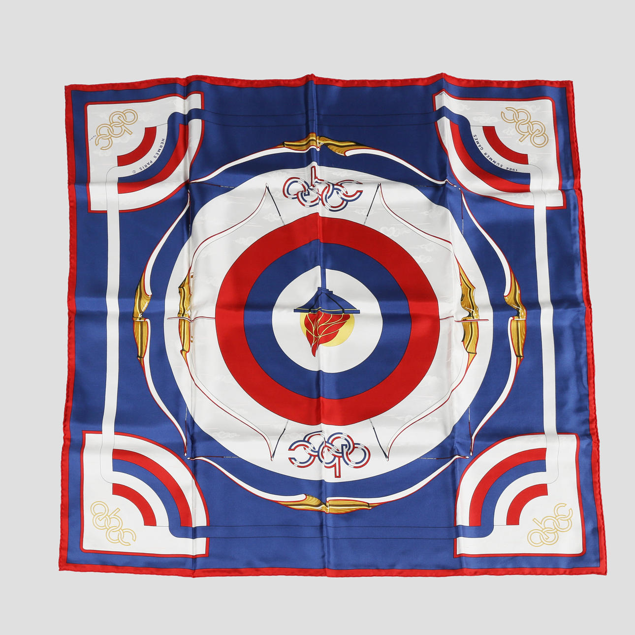 A HERMES 1984 LA SUMMER OLYMPICS SILK SCARF.