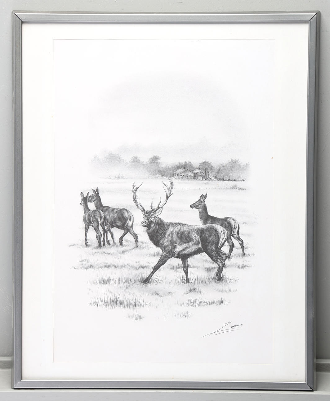 LARS NERMAN. 3 delar, teckningar, signerade, daterade.