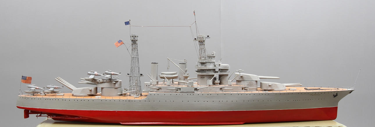 FARTYGSMODELL, trä, örlogsfartyg, Slagskeppet Carlifornia.