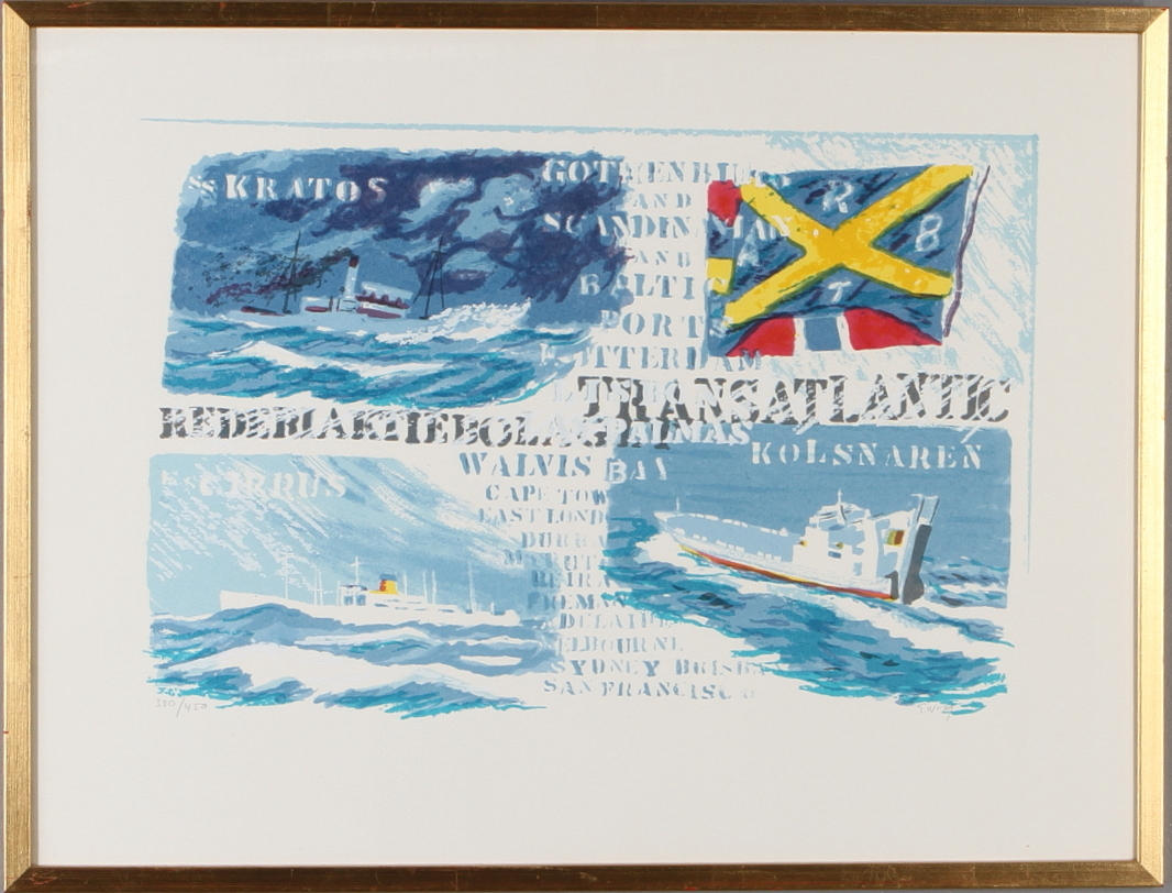 GÖSTA WERNER. Transatlantic, color lithograph, momogram signed, dated -79 and numbered 380/450.