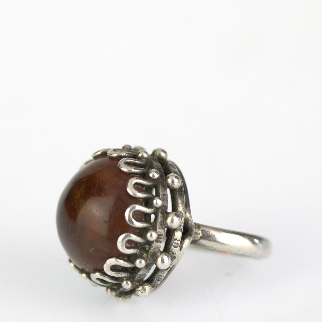 A silver ring with amber, ORNO, Poland.