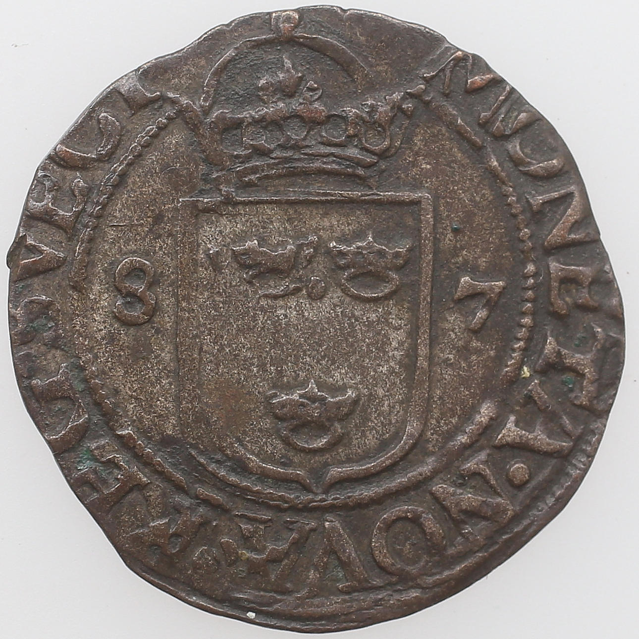 MYNT, 1/2 öre, Johan III, 1587.